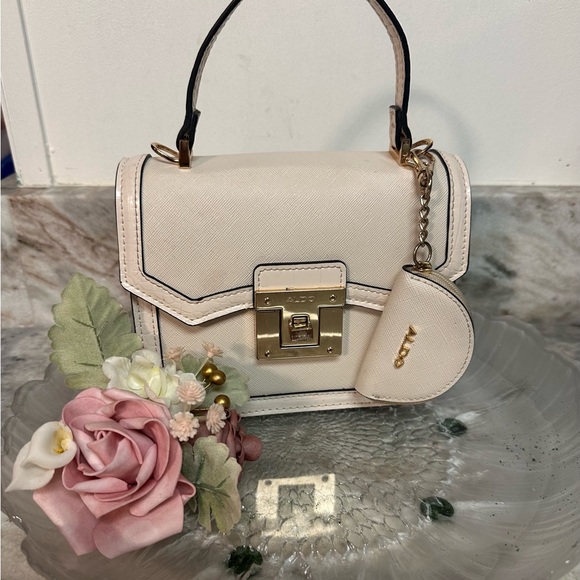 Aldo Handbags - Aldo Cream Mini Bag with Gold Details